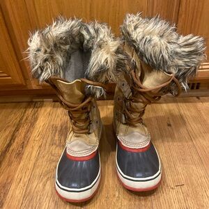 Sorel Womens Joan Of Arctic Tan Leather Waterproof Winter Boots NL1540-227 Sz 6